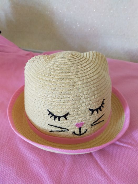 Шапочка детская соломенная модная с ушками