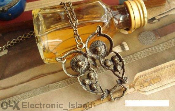 Модерно колие синджир бухал с кристали цирконий, верижка 72 см