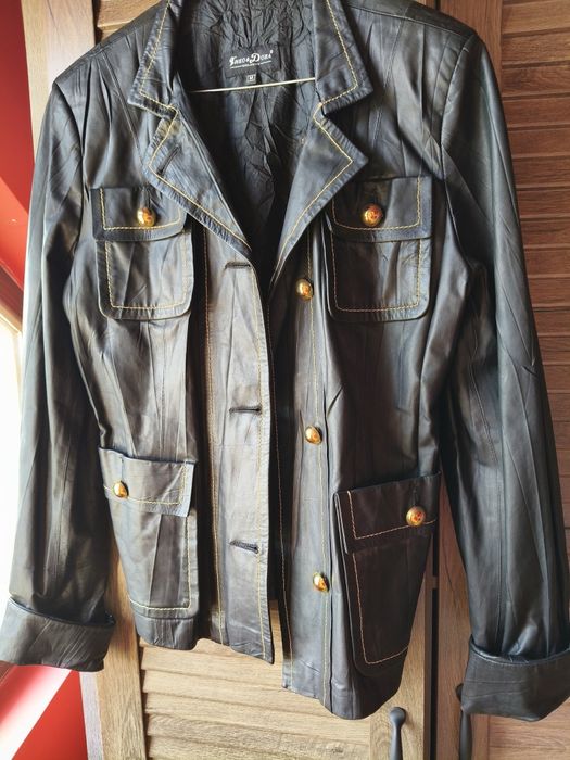 Sacou dama piele naturala de firma stil casual sifonat ,nou