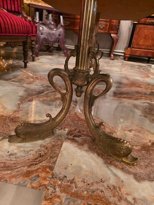 Masă de salon, vintage cu blat din onix și picioare din bronz masiv
