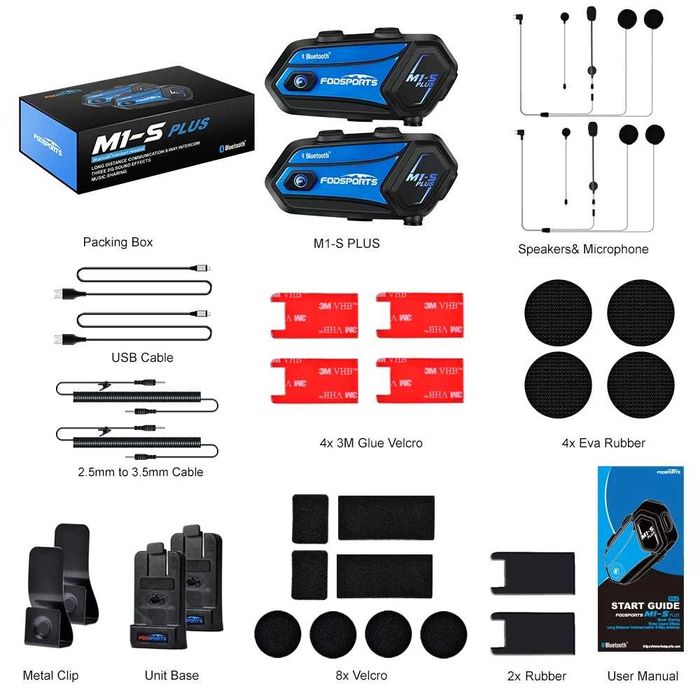 Две устройства комуникация M1S Pro Bluetooth Intercom Headset DUAL