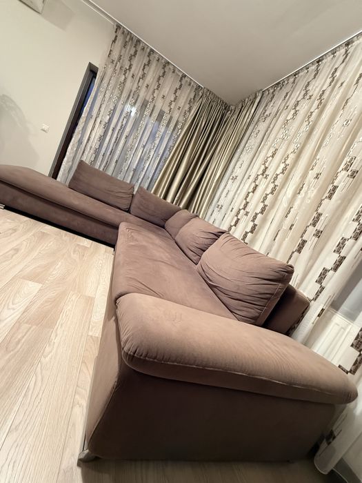 Colțar catifea cappuccino 305cm