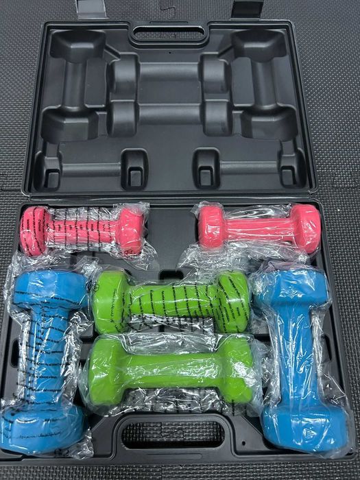 Set de gantere fixe pentru Aerobic 12 KG: 1+1, 2+2, 3+3 KG