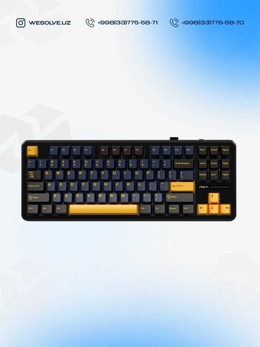 Клавиатура механическа беспроводная AULA F87 Black-Blue-Orange