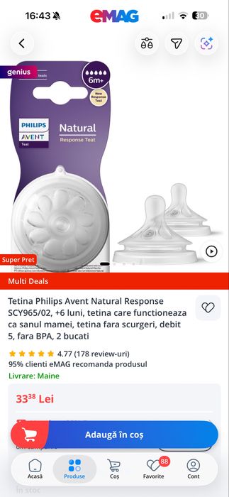 6 x Tetina Philips Avent Natural