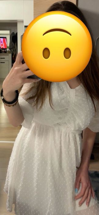 Къса бяла рокля , 7/8 ръкав