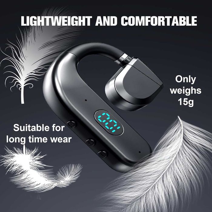 Bluetooth слушалка с микрофон, единична, костна проводимост, с кука