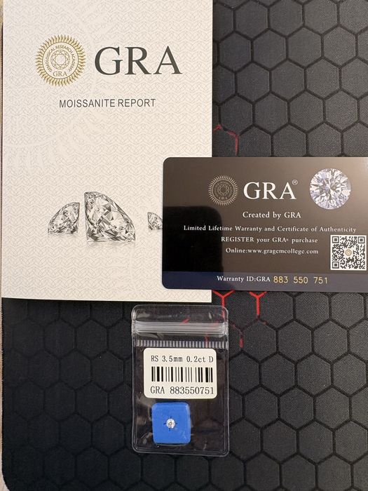 Мойсанит / Диамант 3.5mm 0.2ct с GRA Сертификат