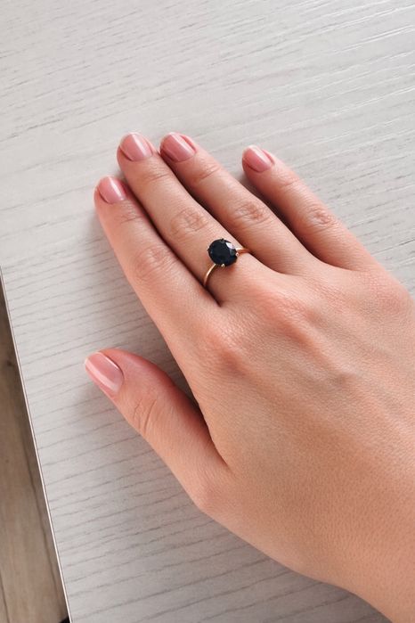 Set aur 14K cu safir sintetic - inel + cercei + medalion 7gr
