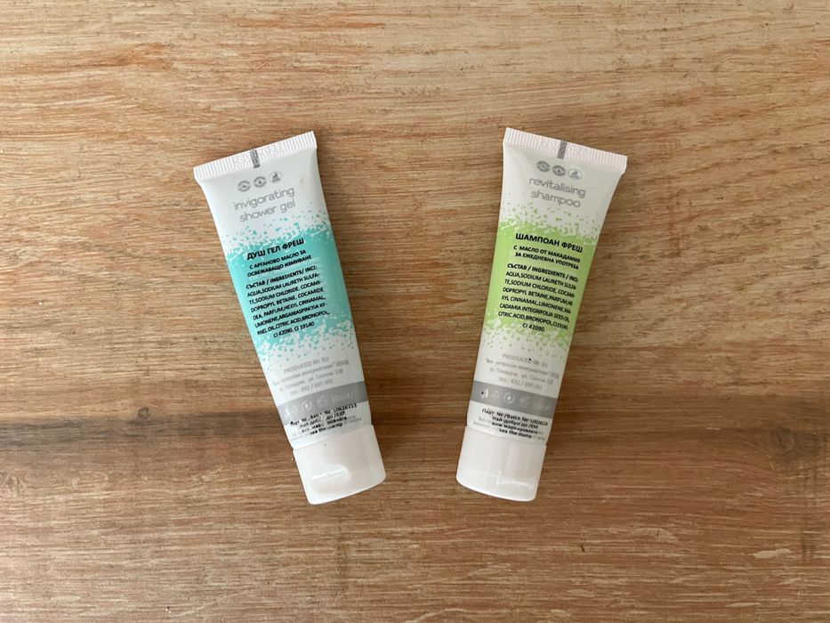 Шампоан с масло от макадамия и душ гел с арганово масло, 30 мл