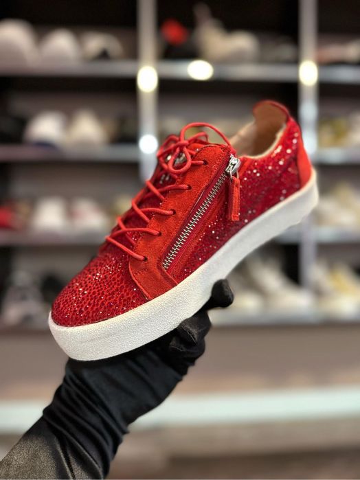 Adidasi din piele rosie cu pietre Giuseppe Zanotti - AAA/AAAA 39 si 40