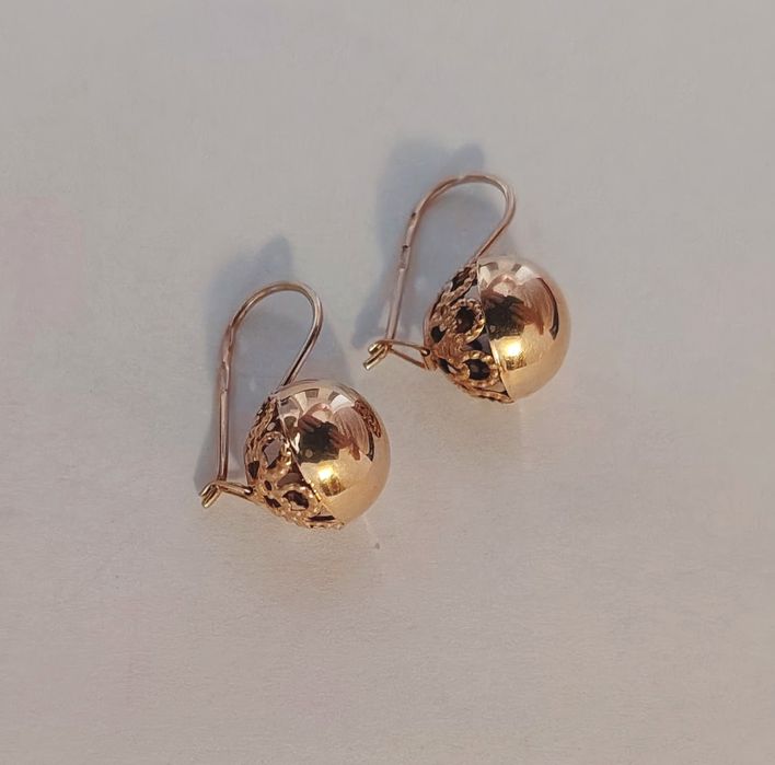 Серьги шар золото 585