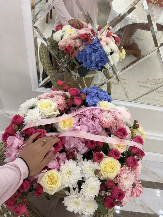 Цветы корзина большая