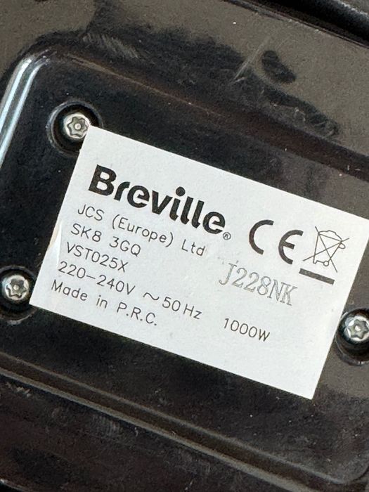 Sandwich-maker Breville Panini VST025X-01, 1000 W, Placi antiaderente, Negru/Inox