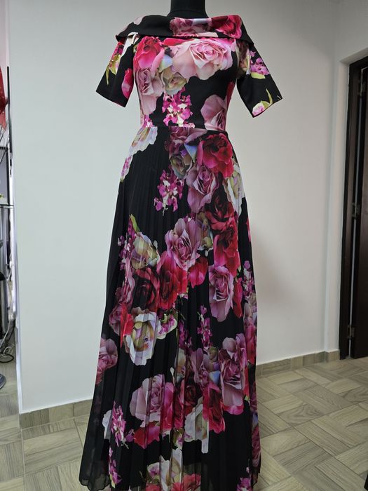 Rochie imprimeu floral, plisata, model superb
