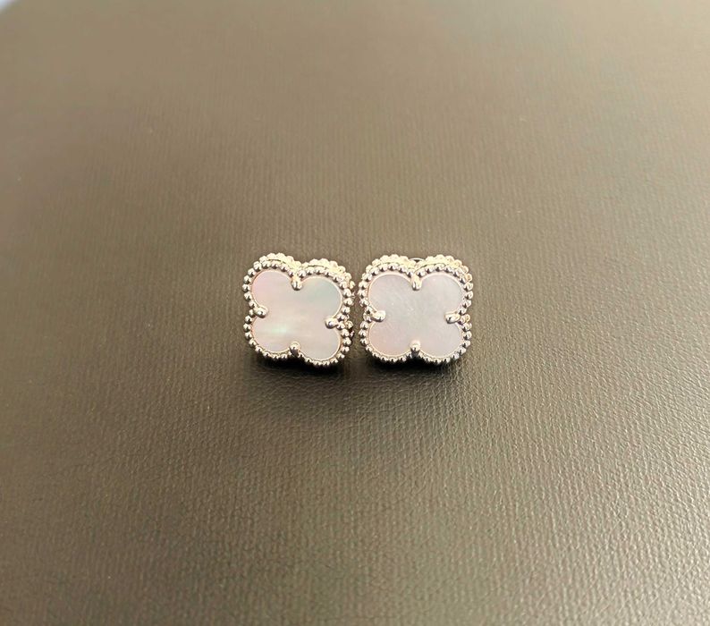 Сребърни обеци с черен оникс - Van Cleef & Arpels VCA Vintage Alhambra