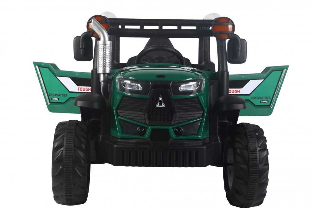 Tractor electric cu remorca pentru copii Nichiduta Excavator Green 12V cu telecomanda 2,4G, 2motoarex38W,Scaun din piele ecologica,Lumini LED