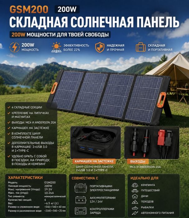 Солнечная панель 200w
