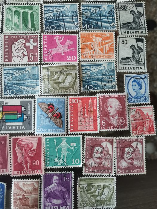 Швейцарски лот пощенски марки Helvetia от 1930-1950г.