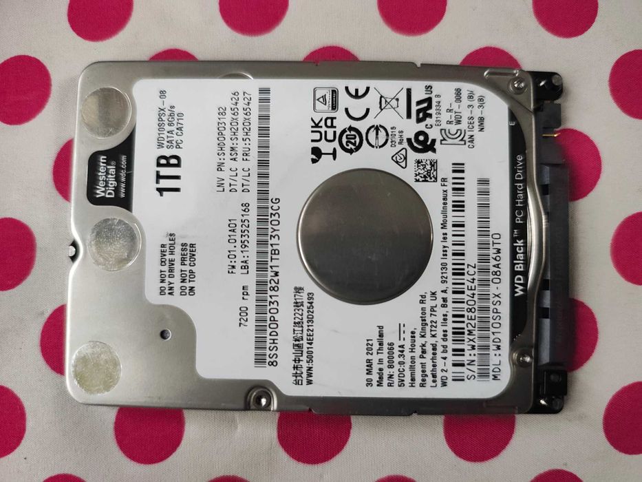 Hdd 1 TB Western Digital Black, 7200rpm Laptop 2,5 inch, 64 mb, Nou.