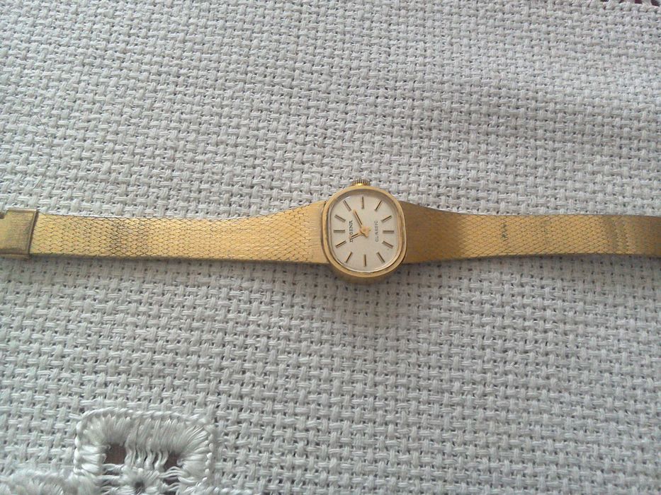 Ceas Dugena mecanic, elvețian, dama,curea carcasă placate aur