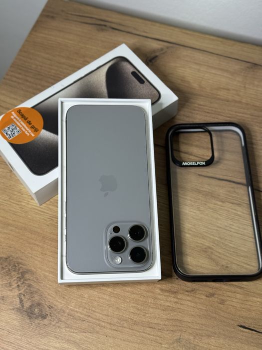 iPhone 15 Pro Max 512 GB 94% Natural Titanium full box,husa mobilefox