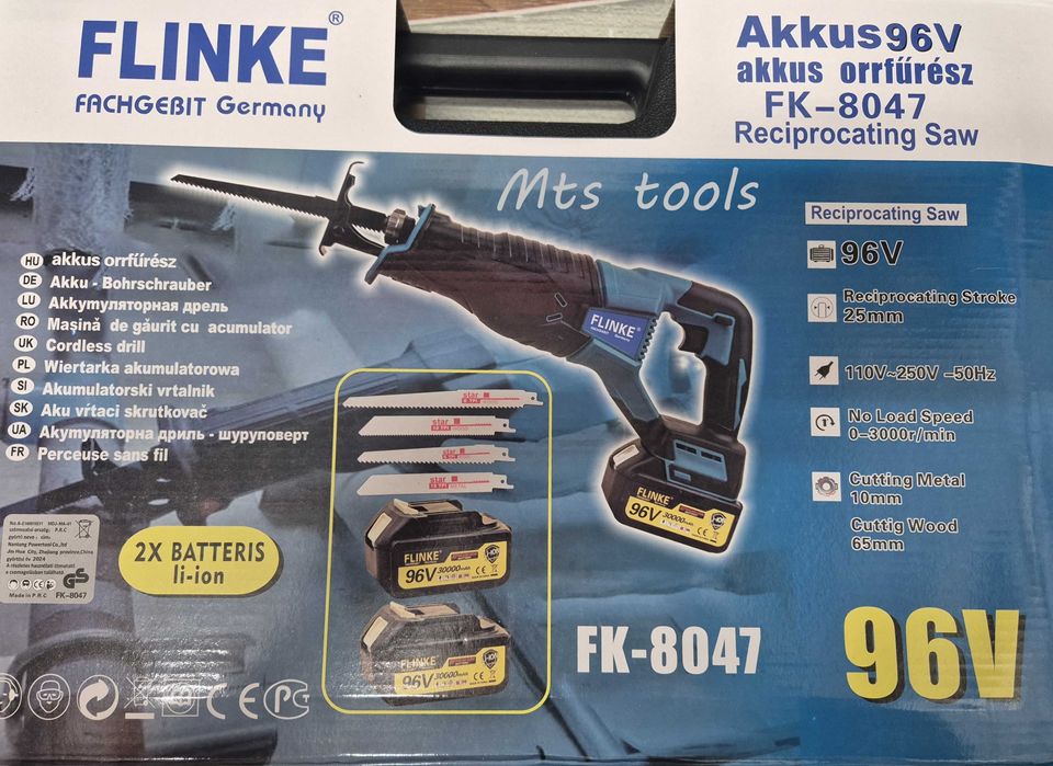 Fierastrau sabie cu 2 acumulatori, 96v 30000mAh