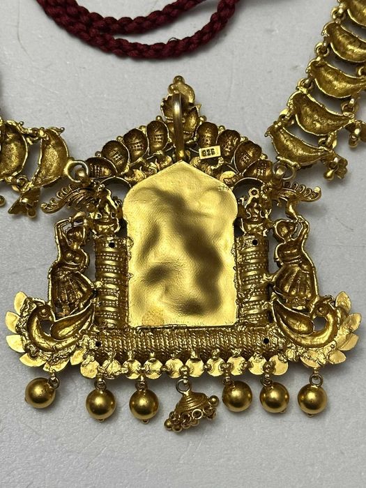 COLIER ARGINT 925 aurit + 76 Rubine - Traditional Indian - KAASUMALA !