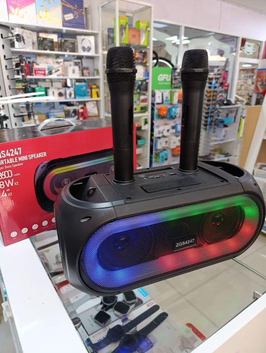 Музыкальная колонка 2 микрофона караоке