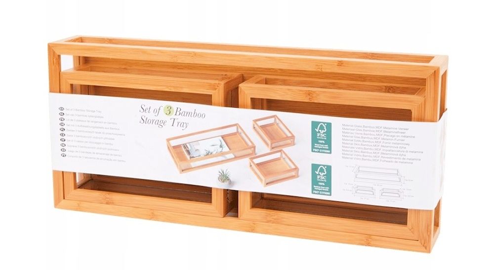 Комплект бамбукови кутии органайзери декорация за баня органайзер