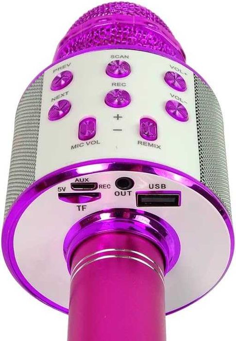 Безжичен караоке микрофон с вграден високоговорител – Розов