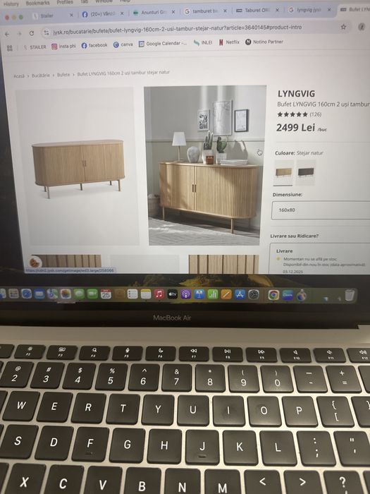 Vand mobilier Jysk beige dimensiuni 160 x 80