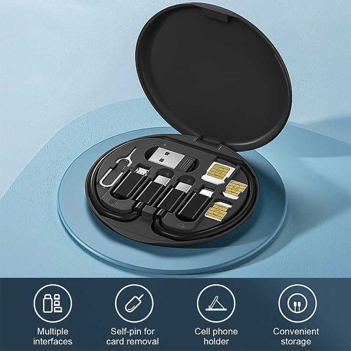 Комплект кабели за зареждане на устройства, в удобна кутия, 5 в 1