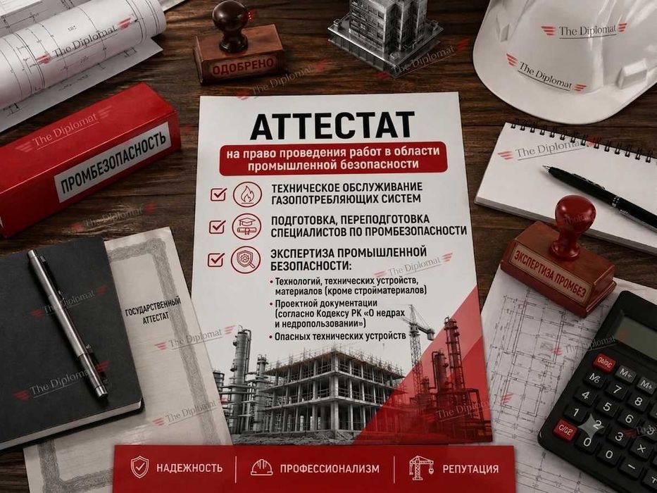 Продается ТОО с аттестатом промышленной безопасность.