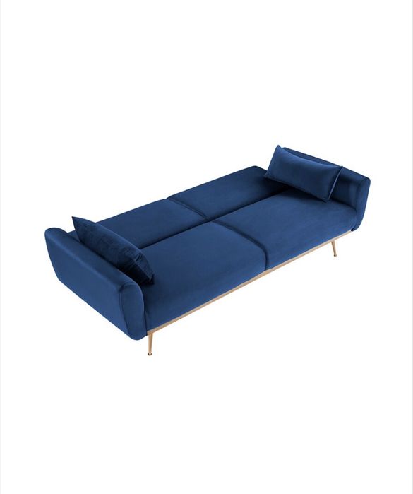 Canapea extensibila 3 locuri catifea Blue, 210x83x85 cm
