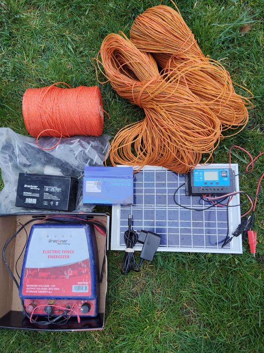 Gard electric cu panou solar, baterie, 2000m fir, 100 carlige