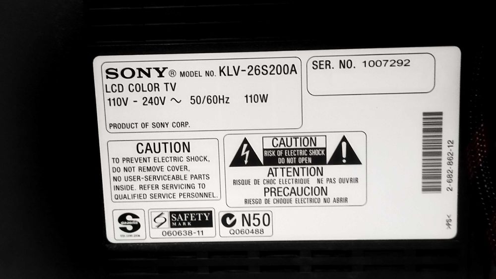SONY BRAVIA KLV-26S200A телевизор LCD