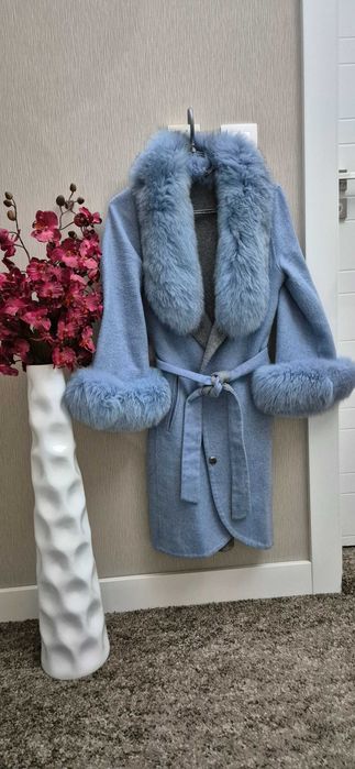 Палто алпака с естествен косъм от лисица