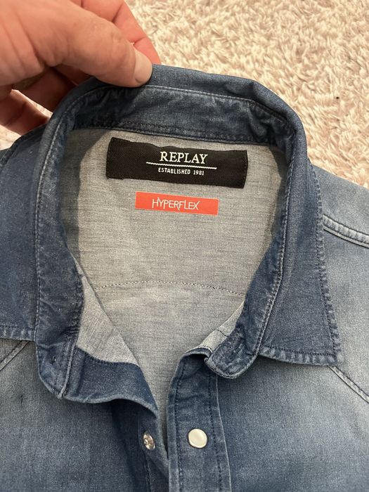 Replay Mens Blue Hyperflex Denim Shirt-оригинална мъжка риза