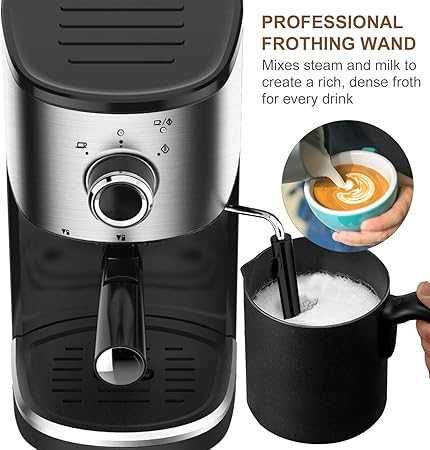 Кафемашина Bonsenkitchen, неръждаема стомана, 1450W, 15bar, 1.25L