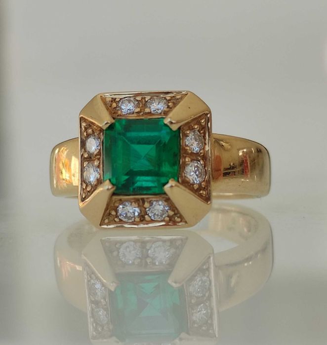 Inel smarald si diamante 1.82ct