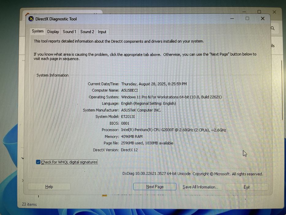 Asus All in One ET2013i