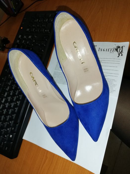 Сини остри обувки