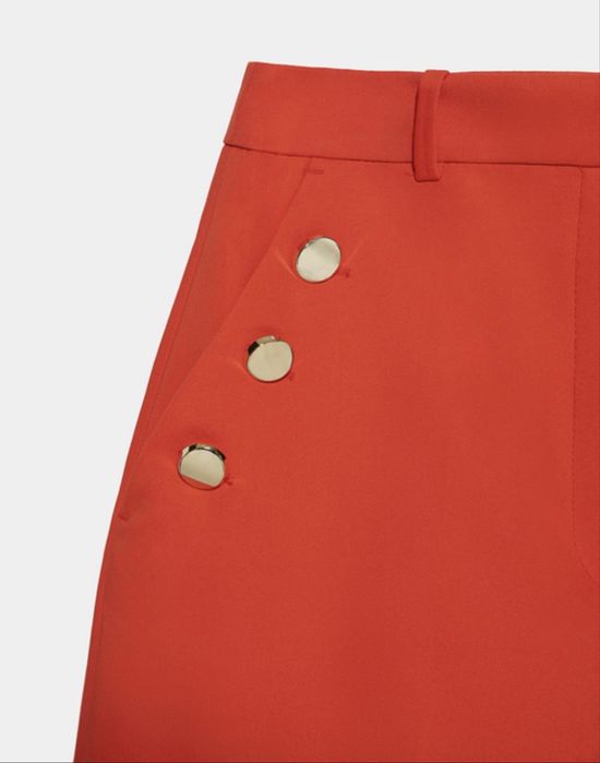 Къси червени панталонки XS Zara, висока талия