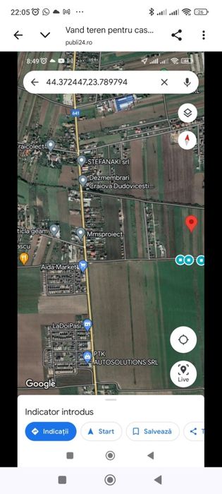 27€/mp Teren intravilan zona metropolitană Craiova Simnicu de Sus sat Dudovicesti