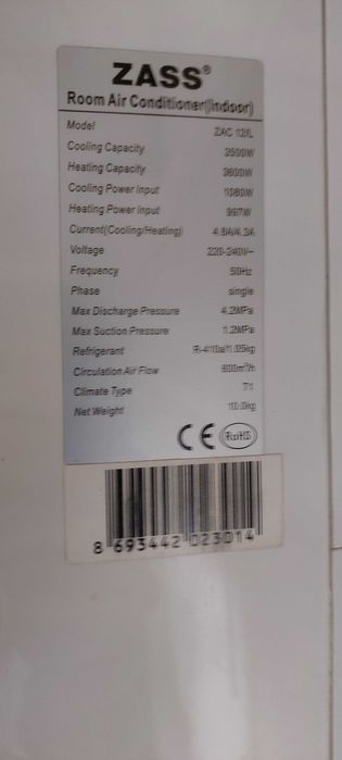 Aparat de aer condiționat Zass 12000 btu model zac 12/l