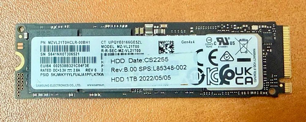 Samsung PM9A1 1000GB 1TB SSD NVMe 2280 Gen 4 x4 PCIe 7000MB/s
