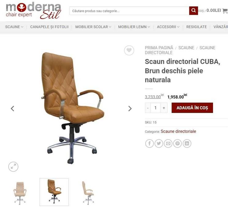 Scaun directorial CUBA piele naturala culoare ocru