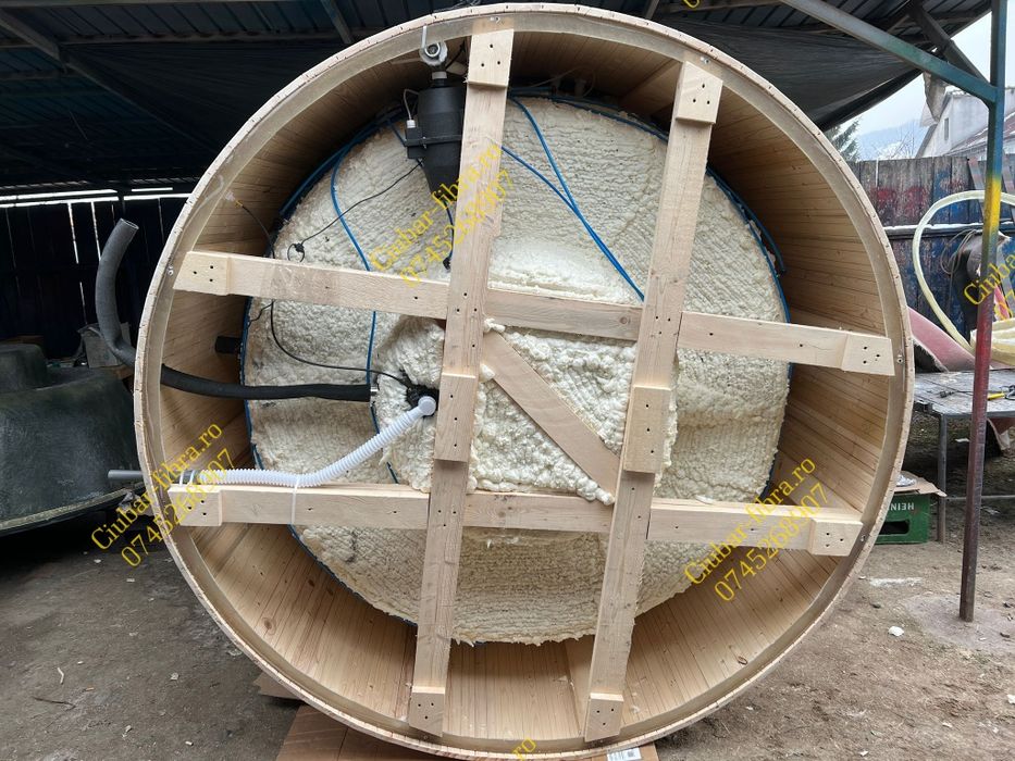 Ciubăr jacuzzi 2m capac termo soba exterioara cu aeromasaj