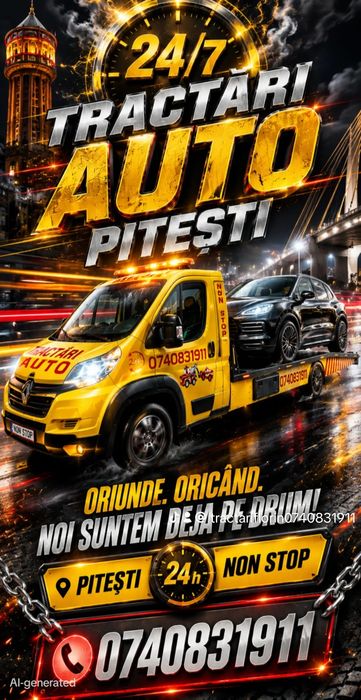 Tractari auto O74O831911 platforma auto, vulcanizare moto motociclete A1 NON STOP
